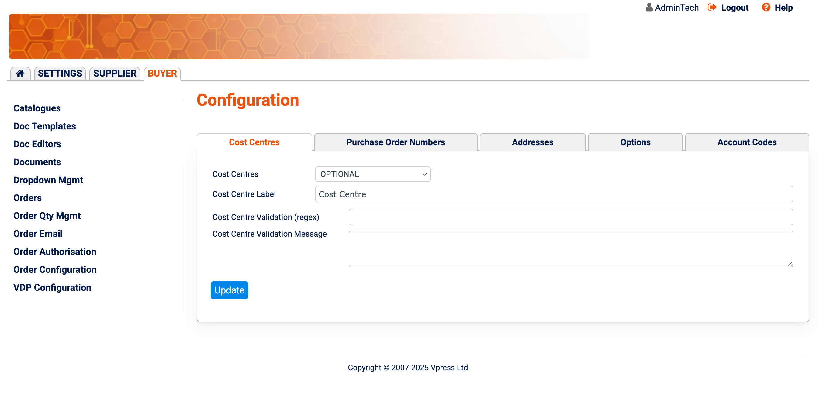 Coreprint Web to Print Admin Product Management