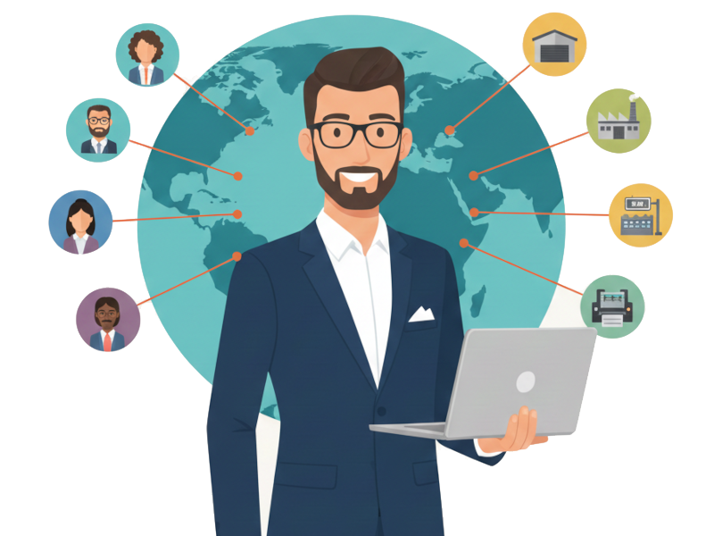 Creative agency professional managing global artwork personalization through a white-labeled web-to-print portal.