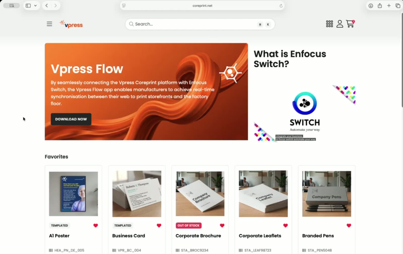 The Coreprint storefront