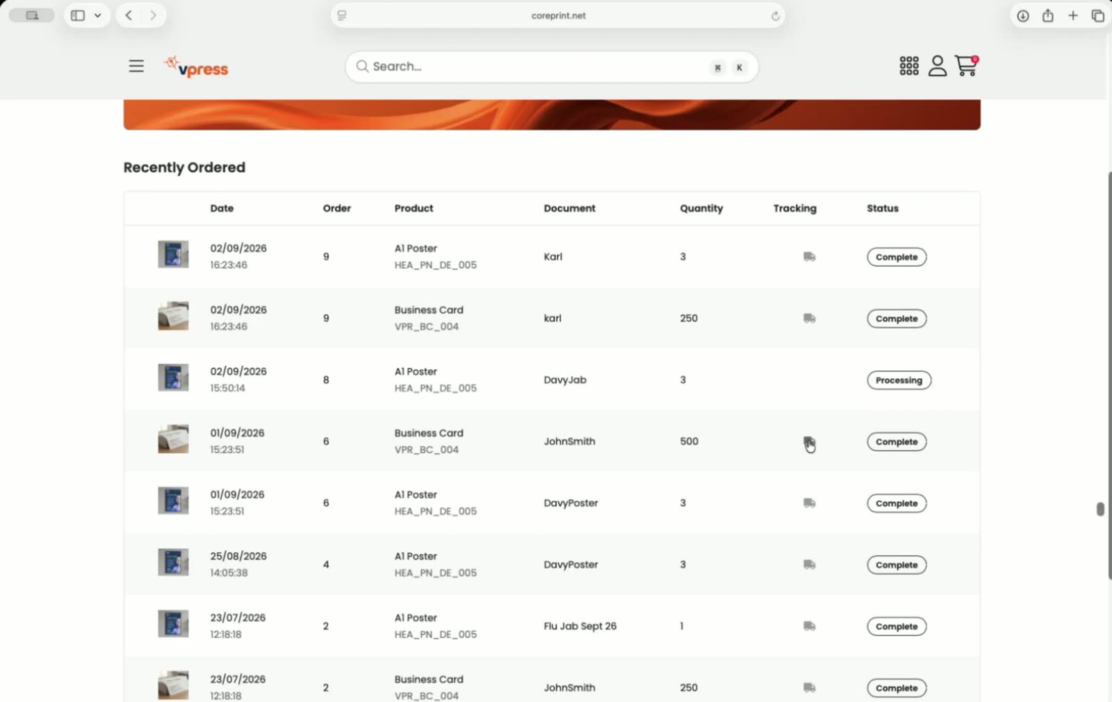 Tracking on the buyer's homepage