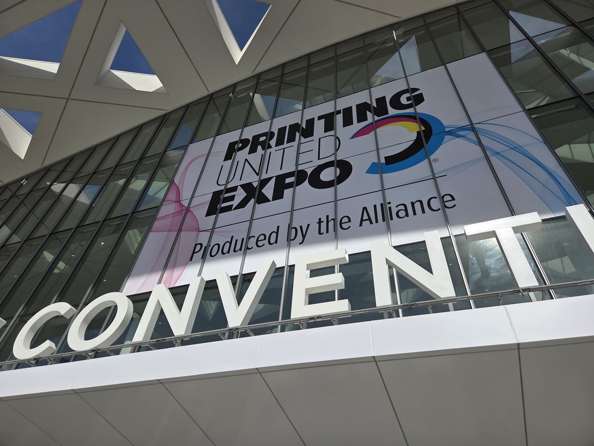 PRINTING United Expo signage on the front of the Las Vegas Convention Center